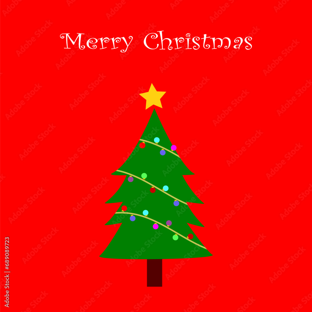 merry christmas greeting card template with christmas tree illustration vector merry christmas greeting card template with christmas tree illustration vector