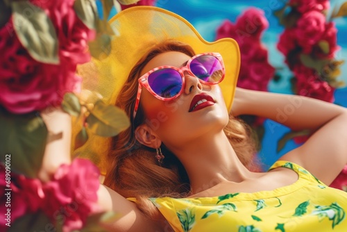 Beauty woman wear sunglasses, summer, Summer vibes vibrant