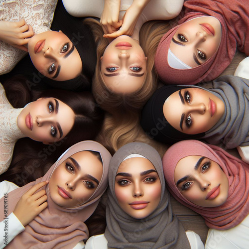 beautiful faces of Muslim girls, AI generated.