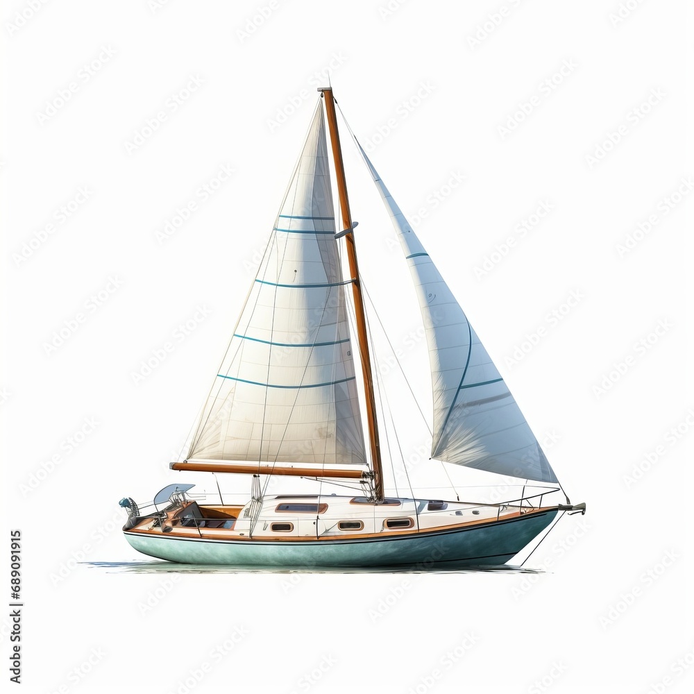 sailboat isolated on a white background, Generative AI