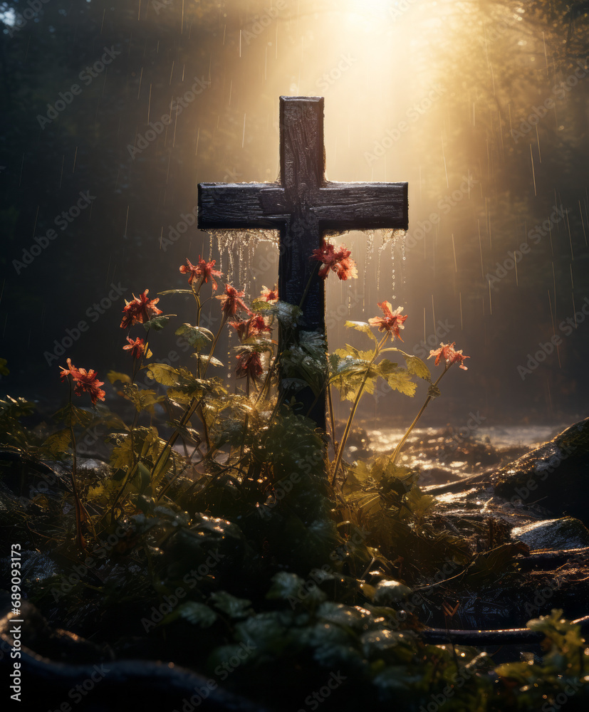 Christian cross in nature 