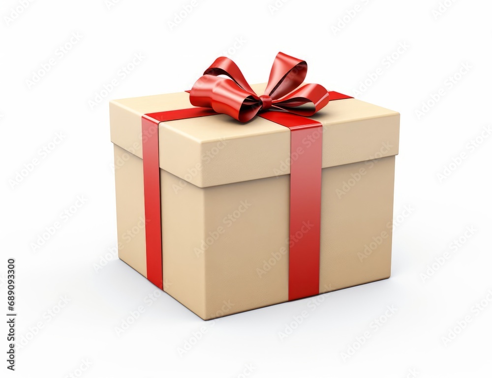 A Beautiful Gift Box with a Red Ribbon and Bow A Beautiful Gift Box with a Red Ribbon and Bow