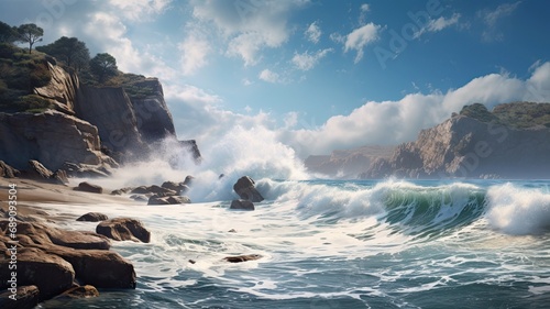 Visuals of sandy beaches, rugged cliffs, and crashing waves, emphasizing the beauty and diversity of coastal landscapes
