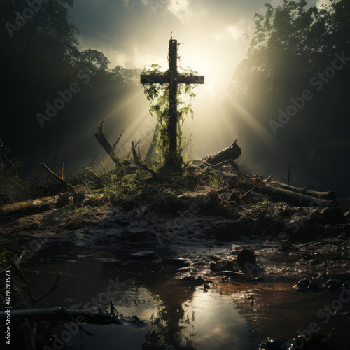 Christian cross in nature "ai generated"