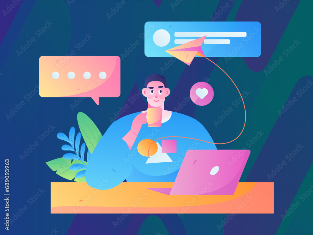 Business People Flat Vector Concept Operation Hand Drawn Illustration
