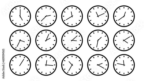Many Clocks with Hands Rotating photo