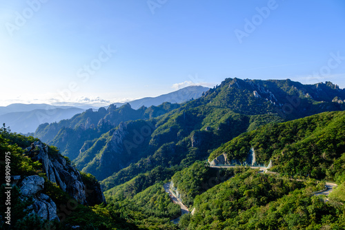 Scenic view of Mt.Seoraksan against sky