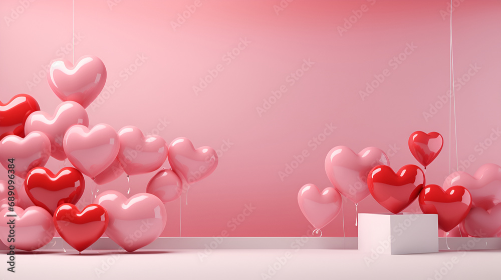 Valentine's day banner with place for text on pink background