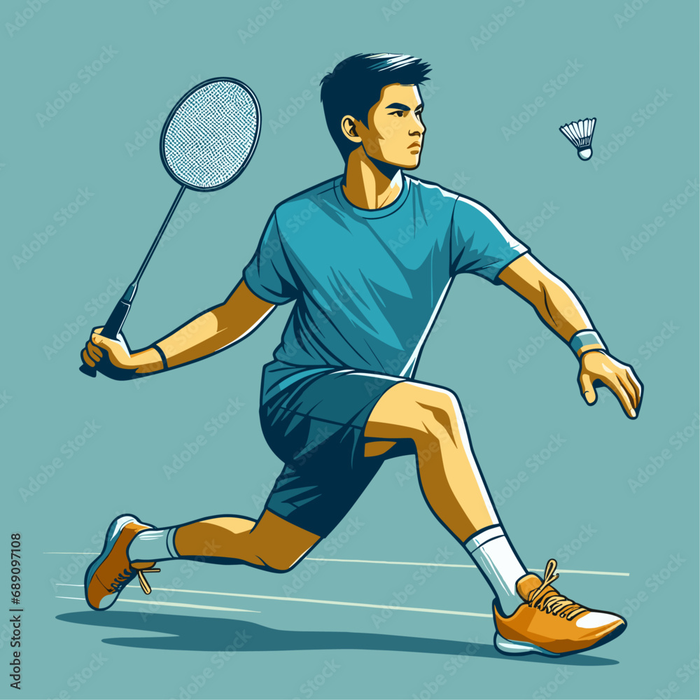 vector illustration of a badminton player
