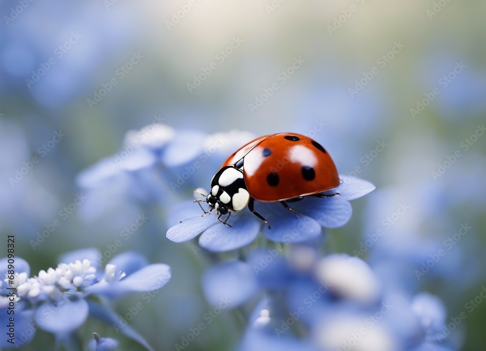 Fototapeta premium close up view of ladybug on flowers 