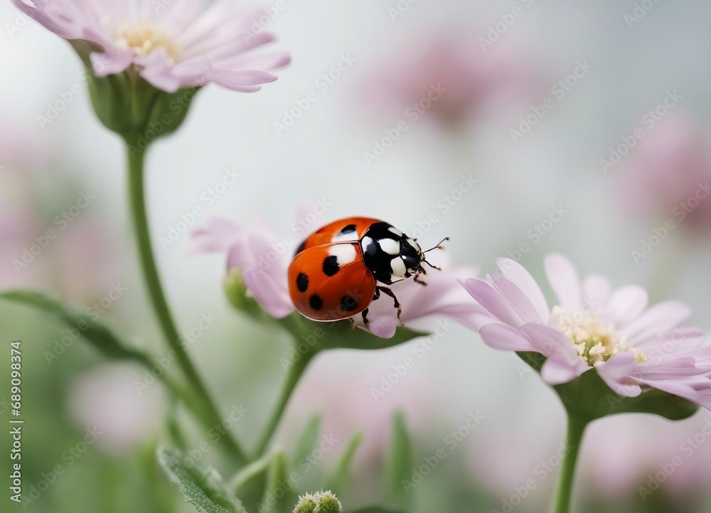 Naklejka premium close up view of ladybug on flowers