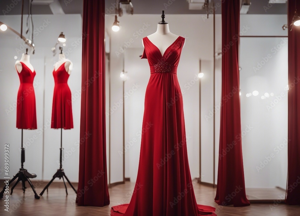 elegant red-colored evening dress on a lifeless mannequin
elegant red-colored evening dress on a lifeless mannequin