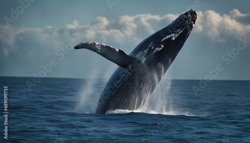 long whale in blue oceans 
