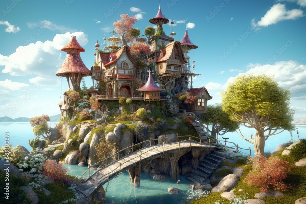 Mystical House in dreamland. Fantasy dream. Generate Ai Mystical House in dreamland. Fantasy dream. Generate Ai