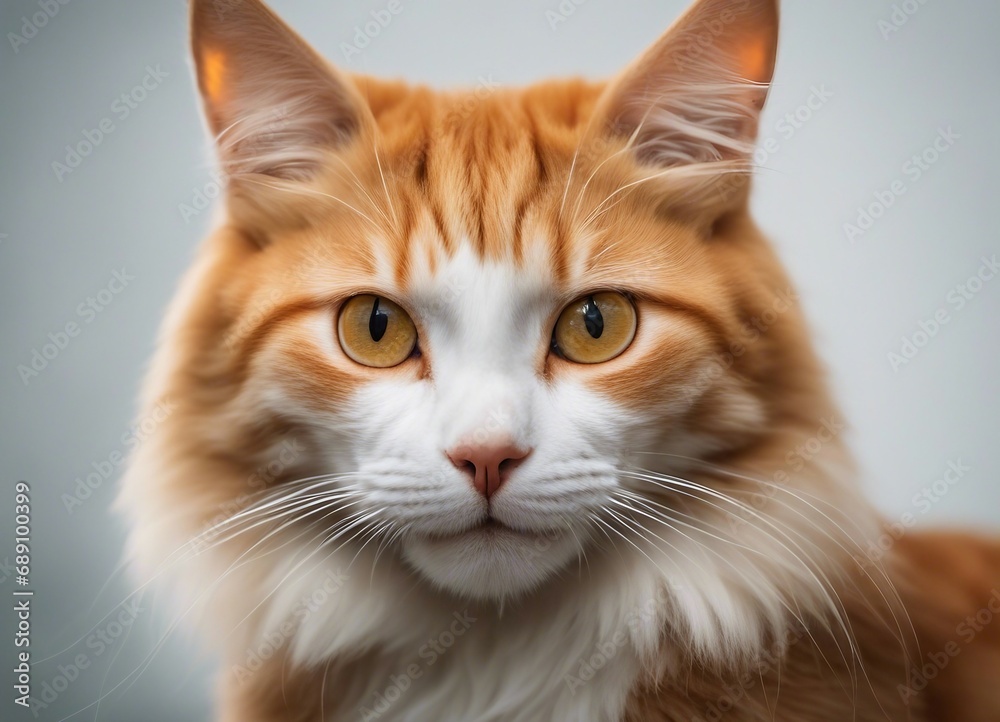 portrait of lovely orange kitty, white background

