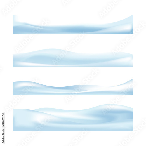 Realistic snowdrifts isolated on white background. Winter snowy abstract background. Frozen landscape with snow caps. Decoration for Christmas or New Year. Vector illustration