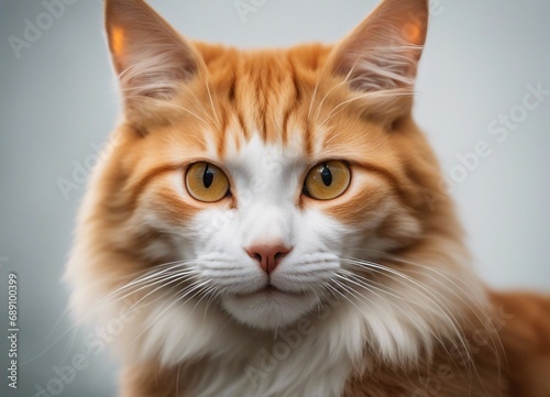portrait of lovely orange kitty  white background 