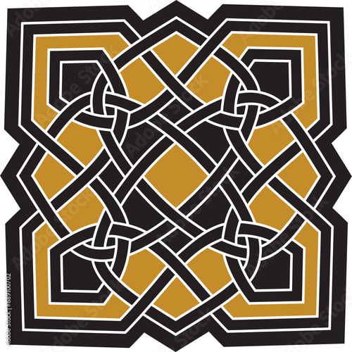 Vector gold and black Celtic knot. Ornament of ancient European peoples. The sign and symbol of the Irish, Scots, Britons, Franks..
