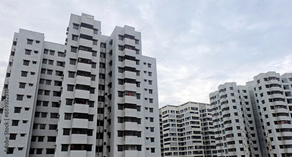 Naklejka premium The skyline of chattogram city on a rare sunny day.The tall buildings of Chittagong city are increasing day by day.