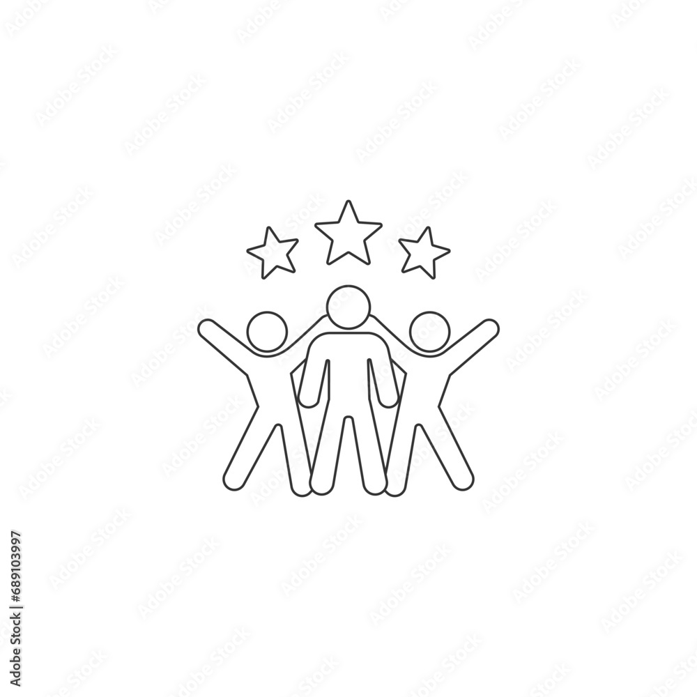Friends vector icon men, group illustration. Successful people businessmen with stars icon Friends vector icon men, group illustration. Successful people businessmen with stars icon