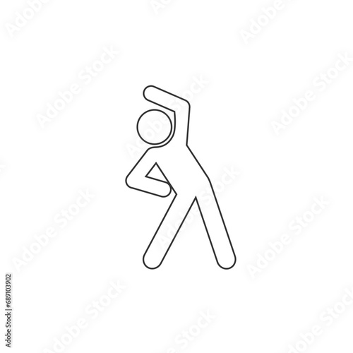 Fitness exercise line icon, workout in the gym or at home, sport body pose, flexible fit person, athlete thin line symbol on white background - editable stroke vector