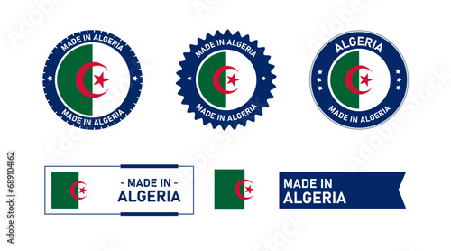 Algeria flag, Made in Algeria. Tag, Seal, Stamp, Flag, Icon vector