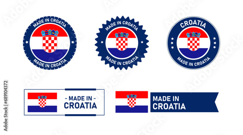 Croatia flag, Made in Croatia. Tag, Seal, Stamp, Flag, Icon vector