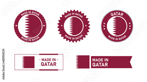 Qatar flag, Made in Qatar. Tag, Seal, Stamp, Flag, Icon vector