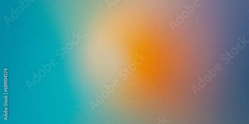 Turquoise yellow orange azure wide background. Blurred pattern with noise effect. Grainy website banner desktop template digital gradient. Nostalgia vintage style Christmas New Year Valentine, Easter