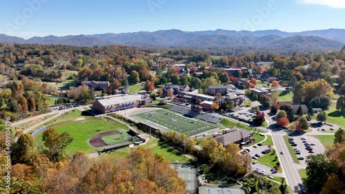 aerial high shot over mars hill and mars hill univeristy photo
