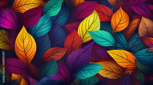 seamless pattern with colorful leaves