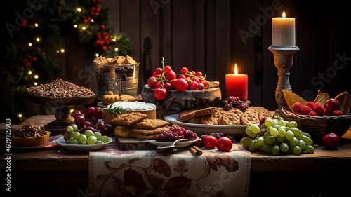 photo of Christmas table with food