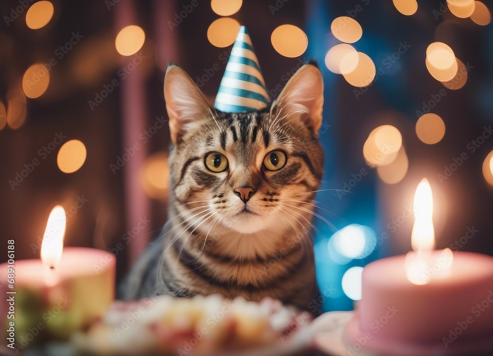 tabby cat's birthday celebration
