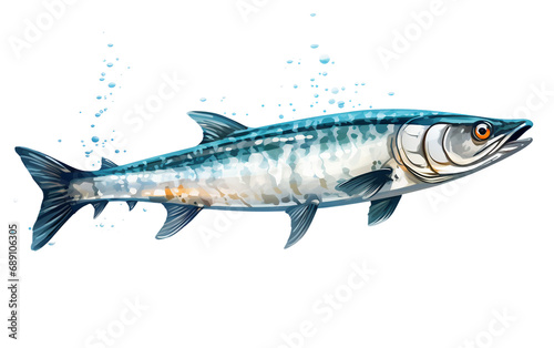 Barracuda fish isolated on a transparent background.