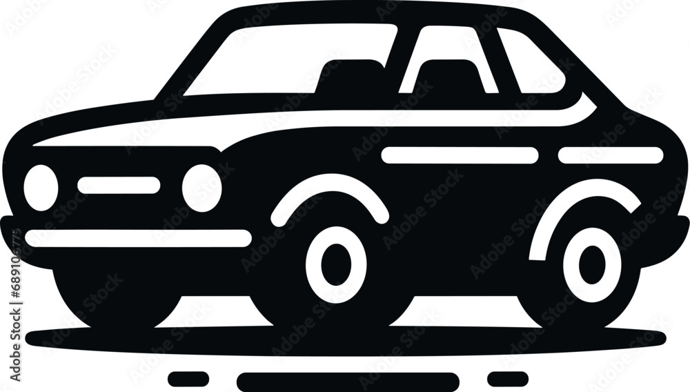 logotype of a car, black and white, small size, isolated