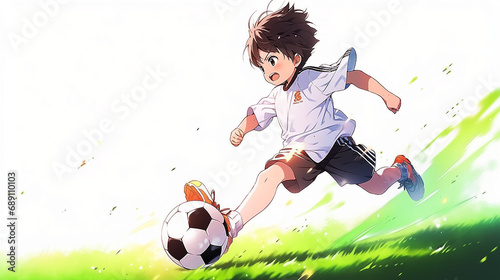 サッカーをする少年