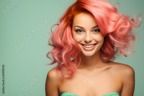 smiling beautiful very cute face of fit vibrant hair