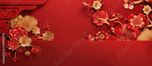Chinese oriental style, Chinese new year in red and gold. Chinese festive celebration. Vector