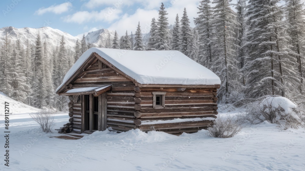 Wooden house in the forest