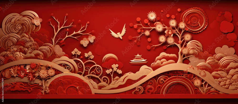 Chinese oriental style, Chinese new year in red and gold. Chinese festive celebration. Vector Chinese oriental style, Chinese new year in red and gold. Chinese festive celebration. Vector