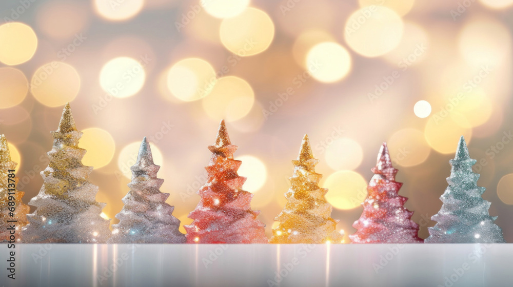 Christmas tree on bokeh background. Christmas and New Year concept.