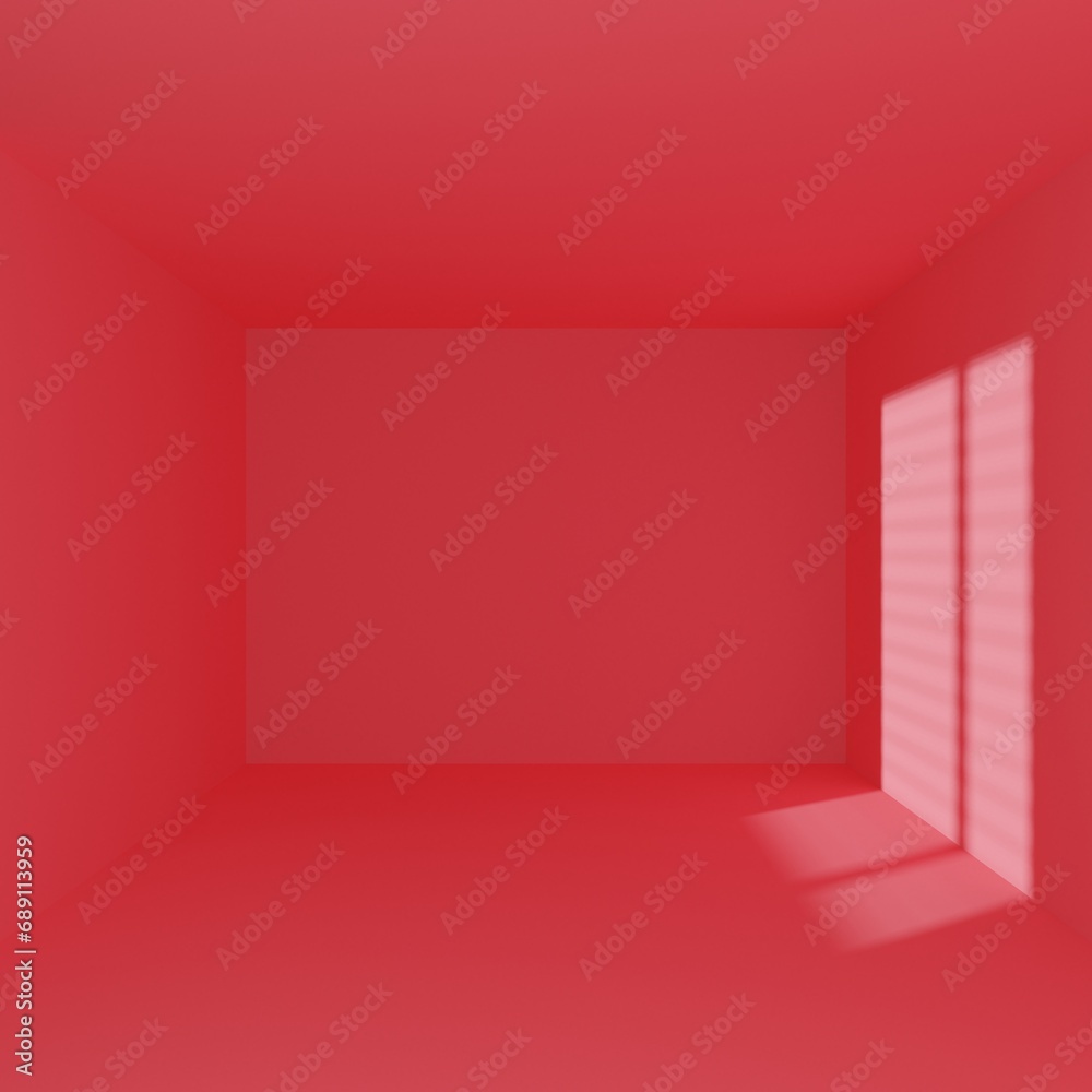 red empty room with window shadow, 3D rendering red empty room with window shadow, 3D rendering