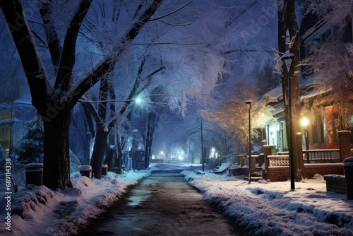 night winter landscape in the city