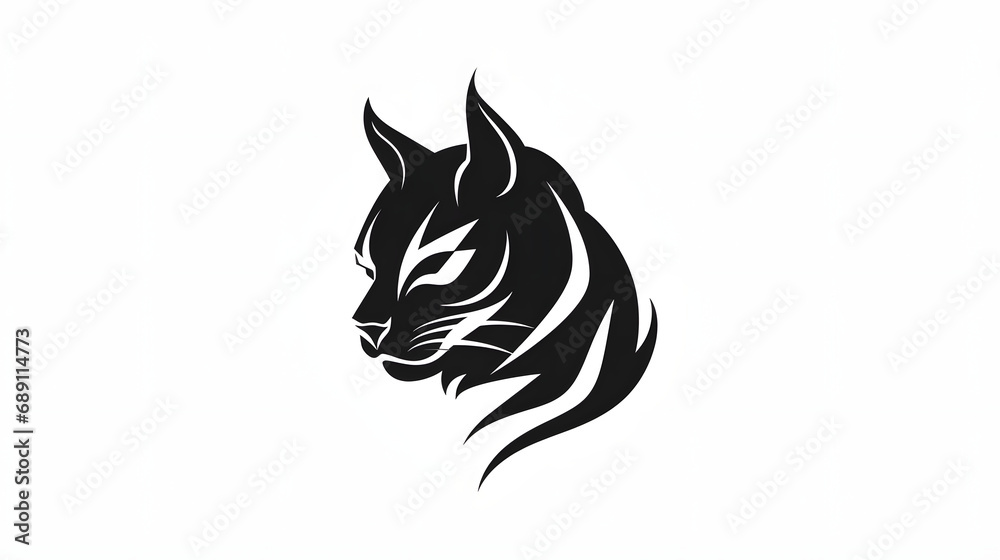 Cat face Minimal silhouette Icon on White Background AI generative Cat face Minimal silhouette Icon on White Background AI generative
