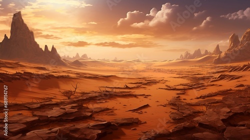 Desert landscape with rocks and sand mountains AI Generated