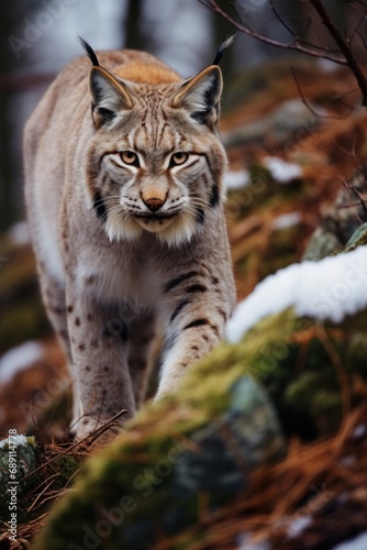 Lynx in european forest