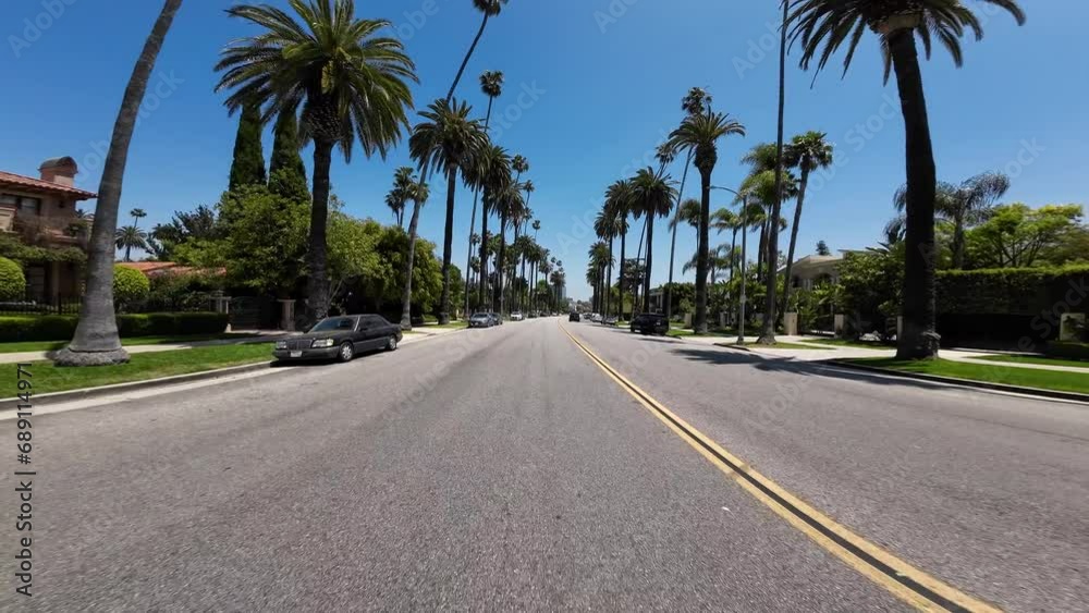 Beverly Hills Beverly Dr Northbound Palm Trees Rear View 01 at Carmelita Ave Driving Plate California USA Ultra Wide Beverly Hills Beverly Dr Northbound Palm Trees Rear View 01 at Carmelita Ave Driving Plate California USA Ultra Wide