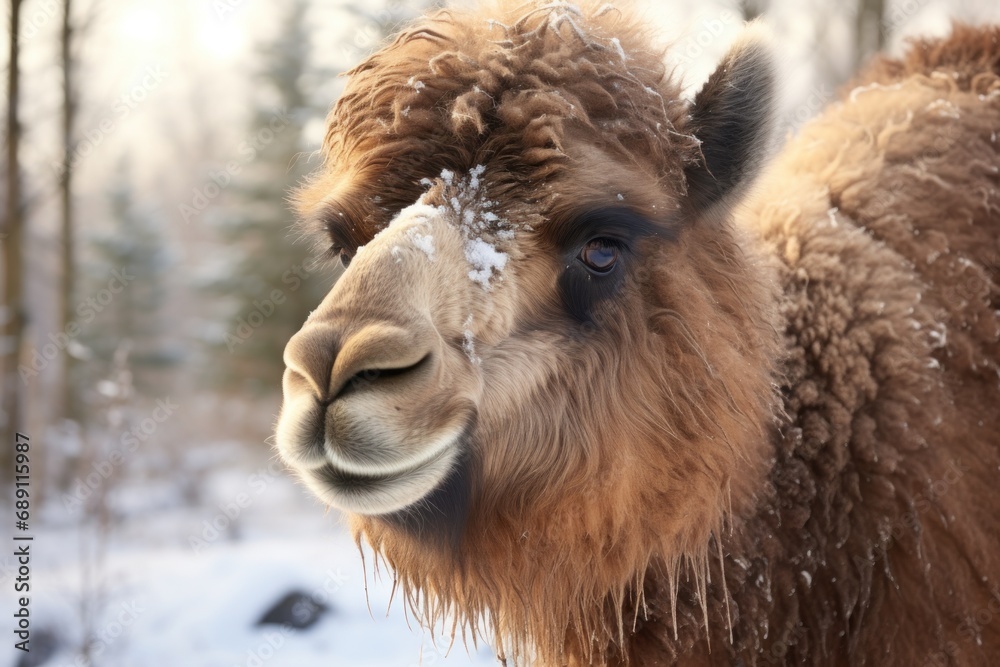 Fototapeta premium camel in winter. nursery for various animals