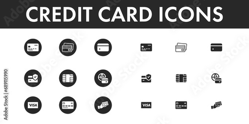 Credit Card icons set vector design