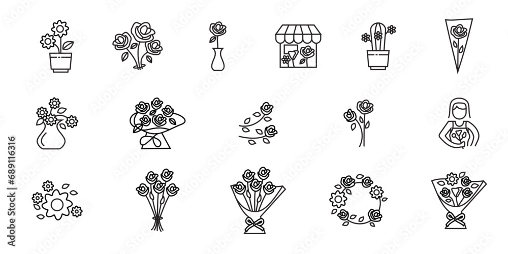 collection of flower shop icons.vectors, icon templates and resizable EPS 10.